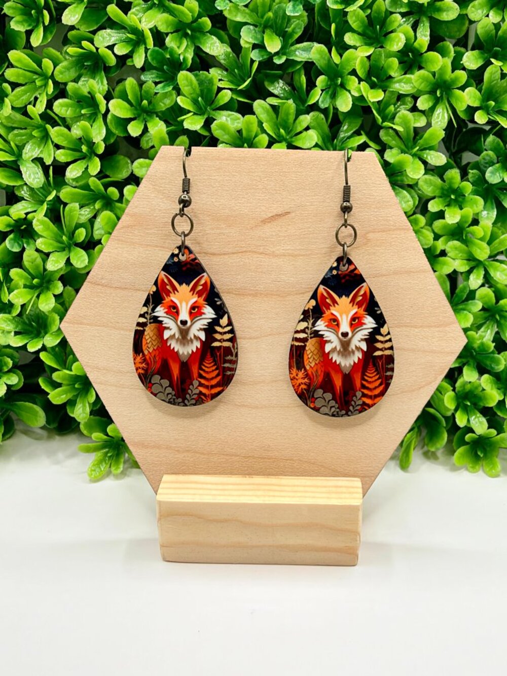 Whimsical Fox Sublimated Teardrop Earrings